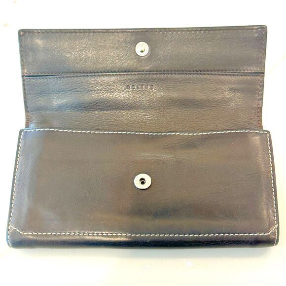 Céline Brown Triomphe Long Wallet with Contrast Stitching - Picture 2 of 10